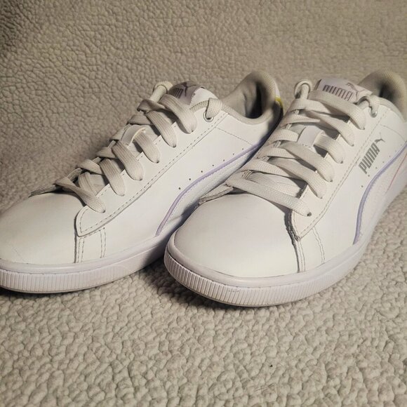 PUMA Vikky v2 White Synthetic Leather w/ Color Striping Sneakers - Size 6.5 - 7 - Picture 7 of 9